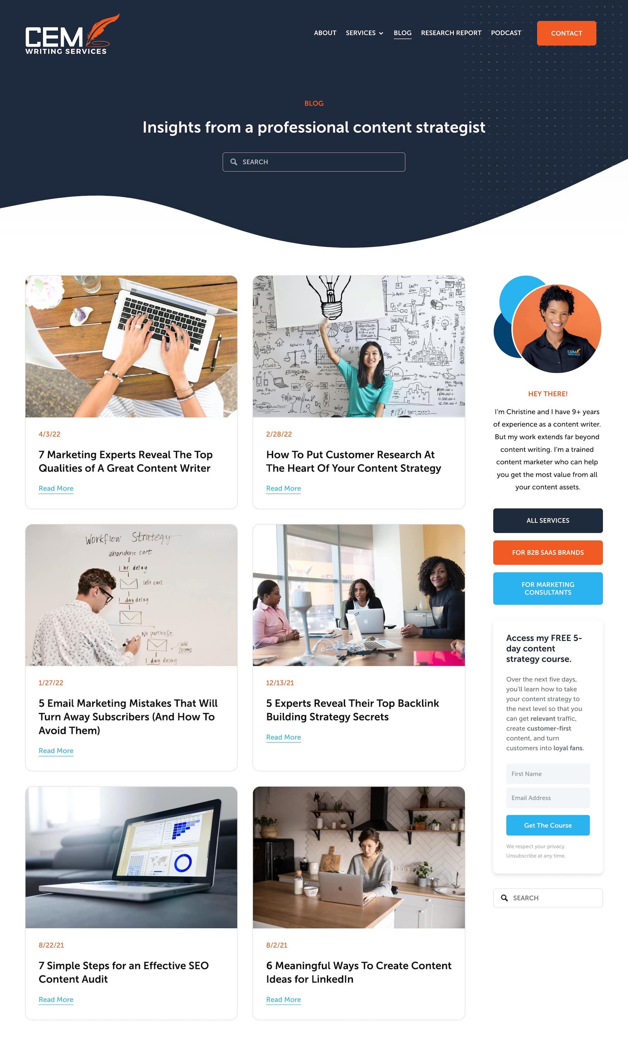 Website with sidebar deals